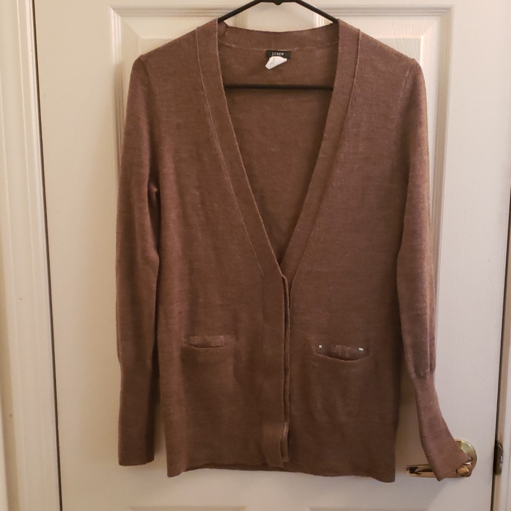 J. Crew Brown Sparkle Cardigan Size Small